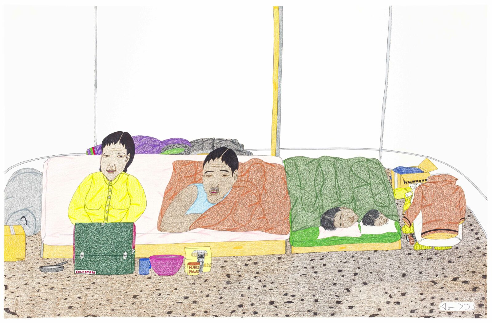 Annie Pootoogook - Family In Tent