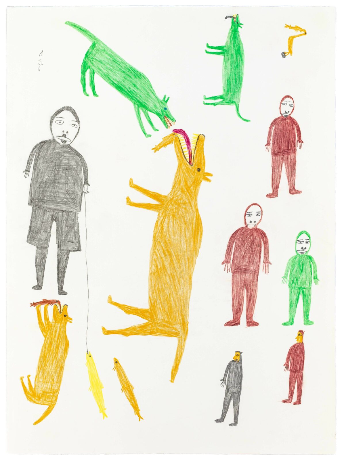 Luke Anguhadluq - untitled (figures and dogs)